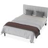 Suusolny Letto imbottito con testiera in tessuto di lino e rete a doghe, letto singolo, montaggio semplice, con strumenti di installazione, telaio fino a 300 kg, grigio chiaro, 140 x 200 cm