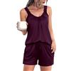Uniexcosm Pigiama Donna Estivo Sexy, Completo Due Pezzi Leggero per l'Estate, Set da Notte Viola Scuro XXL