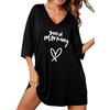 Uniexcosm Camicia da Notte Donna Cotone Manica Corta Estiva V Collo Stampa A Forma di Cuore d'Amore B-Blu Cobalto XXL