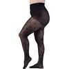 LEELA LAB Collant Curvy Particolari a Fantasia Con Stelle, Calze 30 Denari Donna Nero E Nude, Taglie Forti Fashion, Made In Italy (Black, 9)