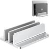 BULL-TECH New Vertical Laptop Stand, Adjustable 2 Slot Aluminum Desktop Holde(Up to 17.3 inch), Fits All MacBook/Microsoft Surface/HP/Dell/ChromeBook/iPad and Gaming Laptops (Silver)