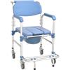 ybaymy Sedia da Doccia con Rotelle, Sedia doccia per anziani, Sedia a rotelle con schienale bracciolo e secchio WC fino a 150kg Sedia doccia con ruote per disabili Sgabello Doccia con Braccioli e Schienale