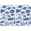 Mintoprints Set di 2 asciugamani da cucina a forma di pesce di mare blu, strofinacci multiuso decorativi, panno decorativo per cucina, bagno, feste, 43 x 71 cm