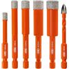BGTEC Punte Diamantate a Secco BGTEC per Piastrelle - 6 pezzi 6/8/10/12/14 mm Trapano Professionali con 6 mm Carbide Punte con Attacco Esagonale a Cambio Rapido per Granito, Marmo, Ceramica, Porcellana