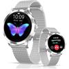LUNIQUESHOP Smartwatch Donna Chiamate Bluetooth, 1.19 HD Smart Watch ROUND Orologio con Cardiofrequenzimetro SpO2 Sonno Fisiologia Femminile IP68 Messaggi 100 modalità Sportive iOS Android Argento