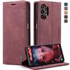 owlhold Cover Samsung Galaxy A13 4G/5G/A04s,Cover Samsung A04s/A13 4G/5G Magnetica Portafoglio Flip[Antiurtoo][Cavalletto][Carta Fessura] Custodia Pelle per Samsung A13 5G/4G/A04s-Vino Rosso