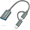 AIYEEN Adattatore 2-in-1 da USB C/Micro a USB 3.0, Cavo Adattatore OTG Compatibile con MacBook Pro, Android, Google, Samsung, Grigio