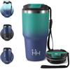 KollyKolla Termo 600ml, Termo in Acciaio Inossidabile con Doppia Pared Aislante, Privo di BPA, Riutilizzabile, Tazza Termica Portatile a Doppia Pared con Coperchio, per Ciclismo, Ufficio, Caffè, Palestra