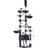 Hey-brother Albero tiragraffi regolabile in altezza, 250-280 cm, che raggiunge il soffitto, torre per gatti di grandi dimensioni, con grotta, grigio fumo 0MPJ091G