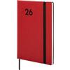 Finocam Agenda 2026, vista settimanale verticale, gennaio a dicembre (12 mesi), agenda annuale 2026 con elastico e nastro a punti, copertina morbida Dynamic Mara, rosso, catalano