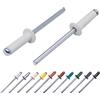 Marcopol Confezione da 80 pezzi, rivetti ciechi verniciati 4,0 x 14 mm, a testa bombata, DIN 7337, rivetto in alluminio e mandrino in acciaio, rivetti a pressione (80, grigio bianco RAL 9002)