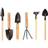 Amcbkyea 6 Pezzi Attrezzi da Giardinaggio Mini - Kit Completo con Pala, Rastrello, Zappetta per Piante - Acciaio Inossidabile e Manico in Legno - Ideale per Balcone, Orto e Come Regalo per Giardinieri