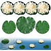 TRKETK 7 Pezzi Fiori di Loto Galleggianti, Fiore di Loto Foglie di Loto Set Decorazione per Laghetto All'aperto Fogliame e Fiore Galleggiante per la Decorazione dello Stagno Dell'acquario