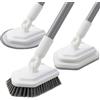 Mitclear 3 in 1 Spazzola Pulizia della Doccia con Manico Telescopico(135cm), Scrubber Lunga per Vasca da Bagno con Setole Rigide, Spugna e Microfibra, per Bagno, Vasca, Doccia, Piastrelle, Pavimenti