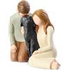 Carracci Statuette ornamentali di coppia con cane nero, regalo di condoglianze per la perdita del cane, siamo una famiglia - statue commemorative del cane nero per gli amanti dei cani