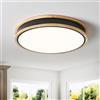 Vikaey Plafoniera LED Soffitto Legno, Moderna Plafoniera led soffitto Nero,30 CM Plafoniere Da Soffitto In Per Soggiorno Camera Da Letto Cucina Corridoio Bagno Soggiorno Balcone Studio(4000K 24W)