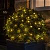 Lights4fun 100 luci LED bianche calde per esterni, a batteria, su cavo verde, 9,9 m