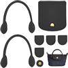 WADORN - Kit di lavoro a maglia per borsa a mano in pelle PU, 8 maniglie, bottoni automatici e accessori in nero