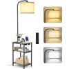 OUTONLIFE Lampada da Terra con Tavolino, LED Dimmerabile con Telecomando, 3 Temperature Colore, Mensola con Ricarica USB per Soggiorno Camera Ufficio