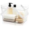 HERCHR Cesto Portaoggetti con Maniglia per Bagno, Cestino portaoggetti per doccia grande capacità, Organizer Multifunzionale Per Articoli Da Toeletta con Foro di drenaggio(Bianco)