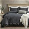 Herside Set di Biancheria da Letto con Copripiumino Grigio Scuro, Taglia Matrimoniale, Carino Set di Biancheria da Letto con Volant, Stile Shabby Chic, 2 Strati, Design con Volant, Stile Boho