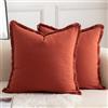 Mandioo 2 Pezzi Cotone neutro nappe Copricuscini Confortevole e morbido Fodere per Cuscino Camera da letto Soggiorno Divano Arredo per la casa decorare 55x55cm Rosso mattone