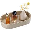 GORESE Vassoio da Bagno, Ovale Vassoio Decorativo in Pelle Vassoio Portaoggetti Vassoio per Profumi Svuotatasche Vassoio da Portata per Bagno,Cucina,Tavolo,Soggiorno,Camera da Letto(Beige)