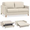 EVERGREENWEB MATERASSI & BEDS EVERGREENWEB - Divano Letto 2 Posti Matrimoniale L165xP110xA90 con Box Contenitore, Struttura Pieghevole Imbottita Tessuto Beige, Schienale a Doppio Cuscino, Sofà con Chaise Longue Estraibile, CALION