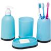 BAKAJI Set 4 Pezzi Accessori Arredo Bagno Toilette In Plastica Colore Celeste