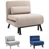 HOMCOM Poltrona Letto Singolo in Cotone e Metallo con Cuscino 75x70x75cm