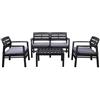 GALILEO SET SALOTTO GIARDINO GALILEO FIJI 2 POLTRONE DIVANO TAVOLINO CON CUSCINI NERO