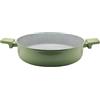 Akinda Home - Tegame 32 cm in alluminio forgiato verde tre stelle - tegame 32cm - tegame induzione - pentola grande - tegame verde - rivestimento grigio