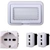 A2ZWORLD Kit Placca Scatola 504 Premontato IP55, 4 Moduli 1 Presa Schuko P40 + 2 Prese Bipasso, Compatibile Con Bticino Living, Colore Bianco, Placca Stagna Idrobox Incasso Da Esterno