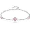 PHNIBIRD Bracciale Donna in Argento Sterling 925 con Tormalina di nascita trefle a 4 foglie ciondolo Doppio Strato Bracciale Donna regalo per mamma moglie figlia