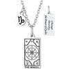 Suplight Collana Tarocchi Arcani Maggiori Ciondolo Tarocchi La Ruota Carta Portafortunato Acciaio Inossidabile Amuleto per Donna e Uomo