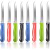 XIKAYA Set di 8 Coltelli da Cucina e da Tavola, Acciaio Inox Colorato - Multiuso per Colazione, Bistecca, Pane, Pomodoro (Incluso Seghettato e Affettatore)