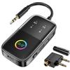 Evodiger Ricevitore Trasmettitore Audio Bluetooth con aptX Adaptive Support 2 AirPods o Cuffie Bluetooth, Adattatore Audio Wireless per Qualsiasi Jack da 3,5 mm su Aereo, Palestra, TV, Auto, Casa