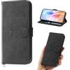 Auslbin Custodia con fiori compatibile con Motorola Moto G9 Plus, 5 scomparti per carte di credito, stile vintage, in pelle PU, colore: nero