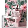 Tucocoo 1000 pezzi puzzle per adulti divertente rosa maiale puzzle carino animale sulla toilette foglia di palma puzzle arte per impegnativo gioco di attività familiare colorato artigianato fai da te