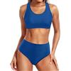 CUTeFiorino Costume da bagno bikini da donna, in tinta unita, alla moda, casual, a triangolo, per bikini elettrico, Blu, XL