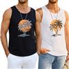 Terecey Canotta Atletiche Uomo Bodybuilding Fitness Maglietta Sportive Senza Maniche Stampata Canottiera Allenamento in Cotone Estate Tank Palestra Asciugatura Rapida Gilet Muscolare, Nero+Bianco M