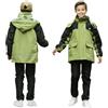 Baogaier Tuta Antipioggia per Ragazzi, Giacca Impermeabile e Pantaloni, Set Completo Pioggia Leggero Traspirante con Cappuccio e Custodia, Impermeabili Abbigliamento per 11-12 anni, Verde