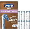 Oral-B Testine di Ricambio Sensitive Clean, Bianche, 10 Ricambi - 10 Testine di Ricambio per Spazzolino Elettrico, Rotonde Originali, Confezione Adatta alla Buca delle Lettere