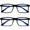 OPULIZE Ink 2 Pacco Occhiali Da Lettura Grande Nero Blu Uomo Donna Cerniere Molla RR4-1 +2,50