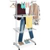 Relaxdays Stendibiancheria Verticale, Stendino Pieghevole a Torre con Ruote HLP: 179x126x63,5 cm, in Ferro e PP, Bianco