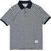 REHJJDFD T-shirt da uomo a maniche corte in cotone a righe vintage sciolto casual basic pullover top polo, Blu bianco, L