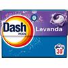 Dash Pods Detersivo In Capsule, 30 Lavaggi, Lavanda, Rimuove Le Macchie, Igienizza, Dona Freschezza, Brillantezza Per I Capi