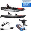 BIG MAMA KAYAK A PEDALI TRIKEN 330 - CANOA MONOPOSTO FISHING + motore elettrico BIXPY K1 Angler PRO Kit Outboard con batteria inclusa PP-768 Wh + Adattatore Hoodoo Pedal Drive