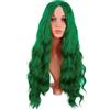 MapofBeauty 28 Pollice/70 cm Lungo Wavy Middle Part Sintetico fibra Ricci Capelli Sostituzione Party Cosplay Quotidiano Parrucche (Erba Verde)