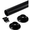 Gedotec Asta appendiabiti a parete rotonda | 1 set di asta appendiabiti con 2 supporti per tubi per armadio, colore nero opaco | Polle | tubo per mobili in acciaio 600 mm lunghezza Ø 25 mm - 60 kg |